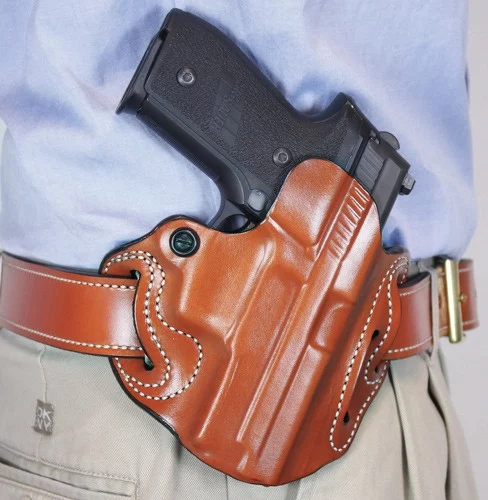 DESANTIS SPEED SCABBARD HOLSTR - RH OWB LEATHER SF XDM 3.8" TAN