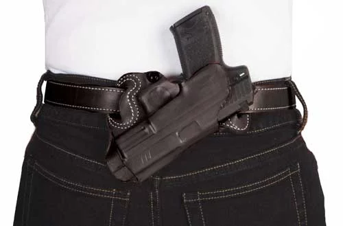 DESANTIS SMALL OF BACK HOLSTER - RH OWB LEATHER SIG P220/226 BL