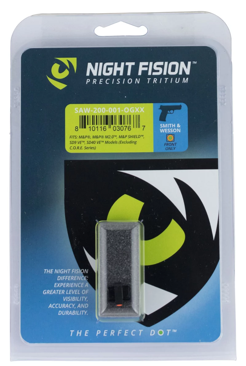 Night Fision SAW200001OGX Tritium Front Sight for Smith & Wesson Green Tritium Orange Outline M&P/Shield/SD9VE