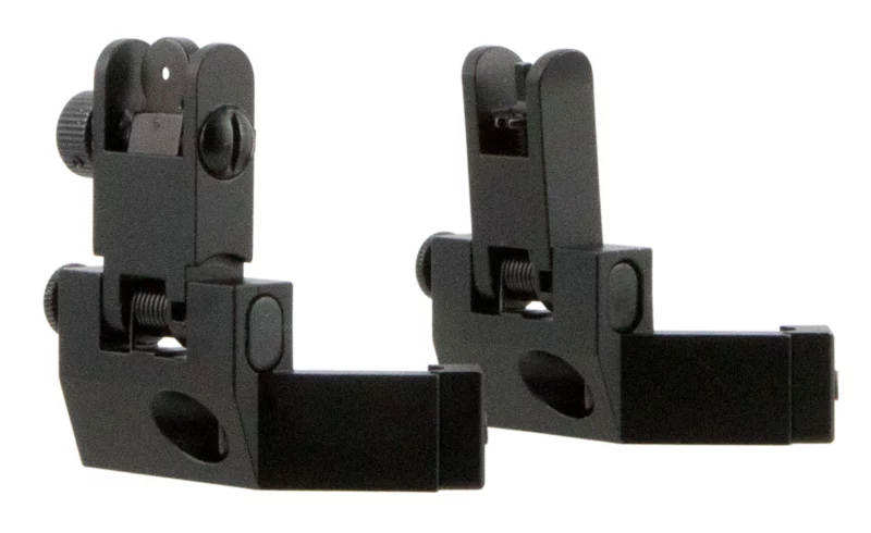 TacFire IS003 45 Degree Flip Up Iron Sight/Springloaded Black Anodized Front and Rear for AR-Platform