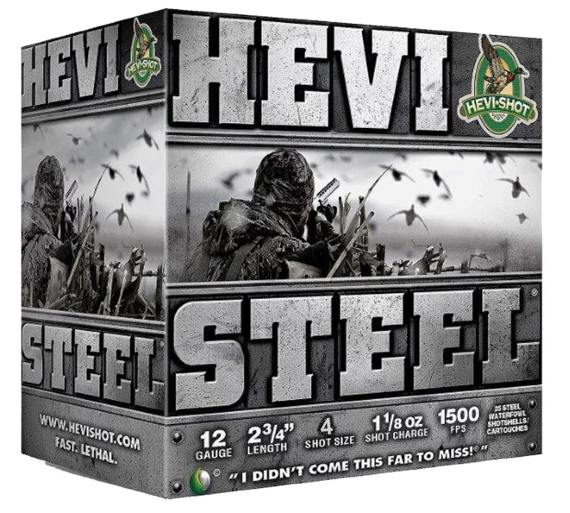 HEVI-Shot HS61224 HEVI-Steel 12Gauge 2.75" 1 1/8oz 4Shot 25 Per Box/10 Case