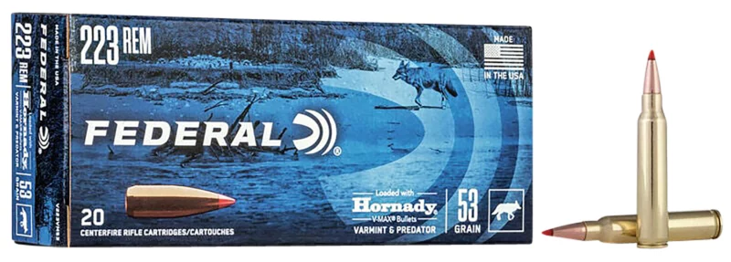 Federal V223VM53 Varmint & Predator 223Rem 53gr Hornady V-Max 20 Per Box/10 Case