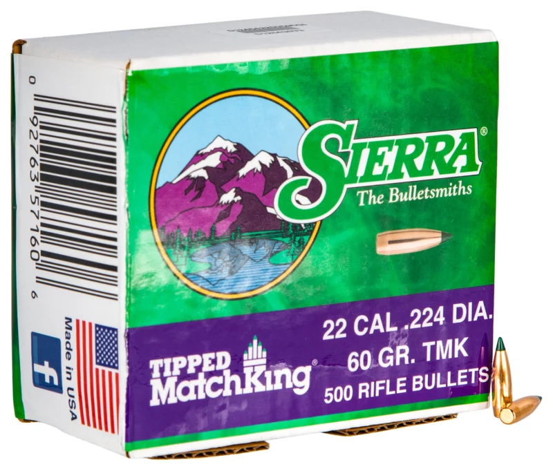 Sierra 7160C Tipped MatchKing 22Cal 60gr Tipped MatchKing 500/Box