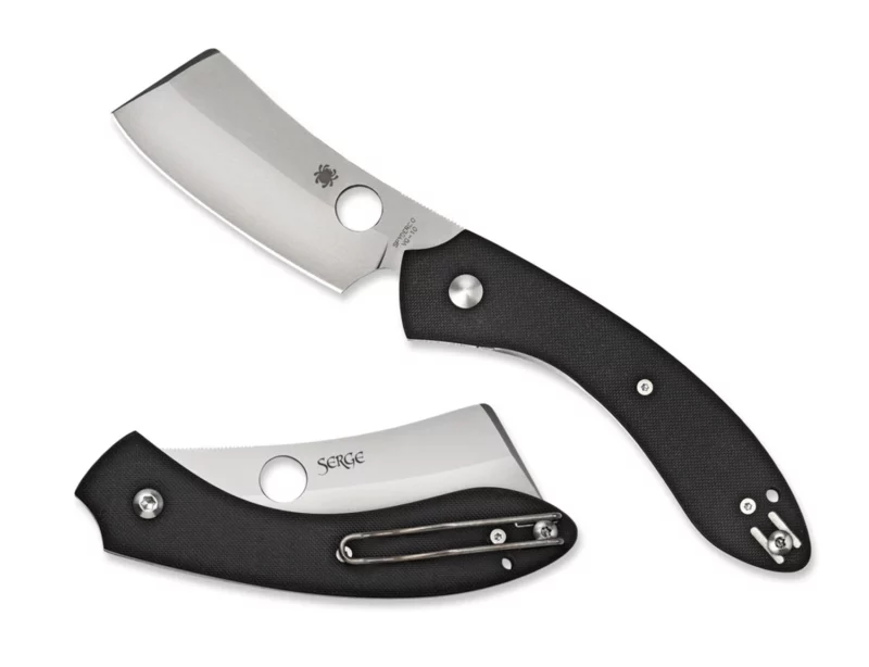 Spyderco C177GP ROC 3.07" Folding Cleaver Plain Matte Gray VG-10 SS Blade Black G10 Handle Includes Pocket Clip