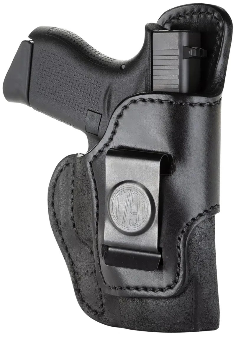 1791 Gunleather RCH3BLKR RCH IWB Size 03 Black Leather Belt Clip Compatible w/Ruger LC9/1911/Glock 43/43X Right Hand