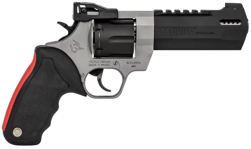 Taurus 2440055RH Raging Hunter 44 Rem Mag 6rd 5.12" Matte Black Oxide Cylinder & Barrel Matte Stainless Steel Frame Black Rubber with Integrated Red Cushion Insert Grip