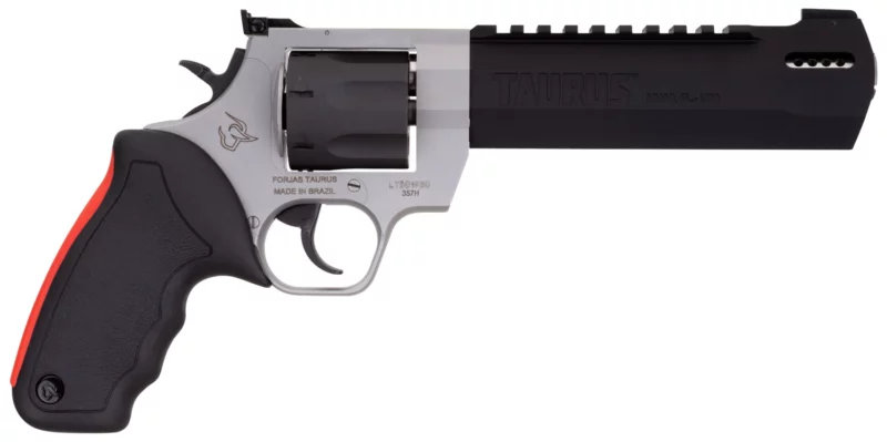 Taurus 2454065RH Raging Hunter 454 Casull 5rd 6.75" Matte Black Oxide Cylinder & Barrel Matte Stainless Steel Frame Black Rubber with Integrated Red Cushion Insert Grip