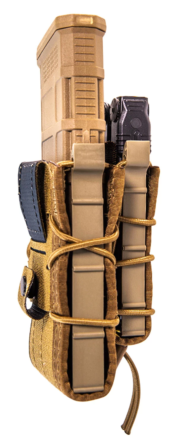 High Speed Gear 13DD10CB TACO Double Decker Mag Pouch Coyote Brown Nylon Belt Belts 2.25" Wide Compatible w/ Rifle Compatible w/ Pistol