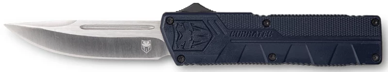 CobraTec Knives NYCTLWDNS Lightweight 3.25" OTF Drop Point Plain D2 Steel Blade/NYPD Blue Aluminum Handle Includes Pocket Clip