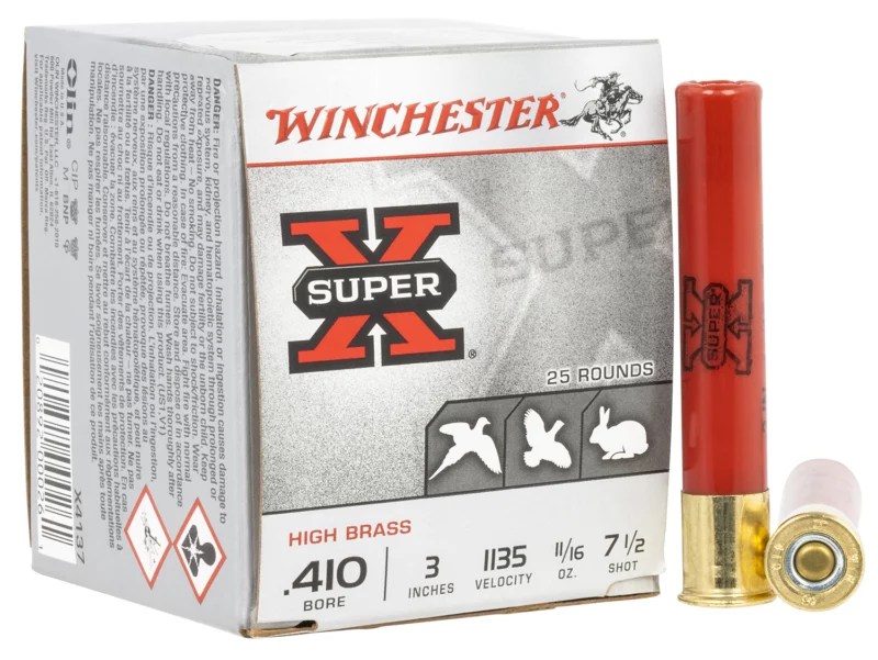 Winchester Ammo X4137 Super X Heavy Game Load High Brass 410Gauge 3" 11/16oz 7.5Shot 25 Per Box/10 Case