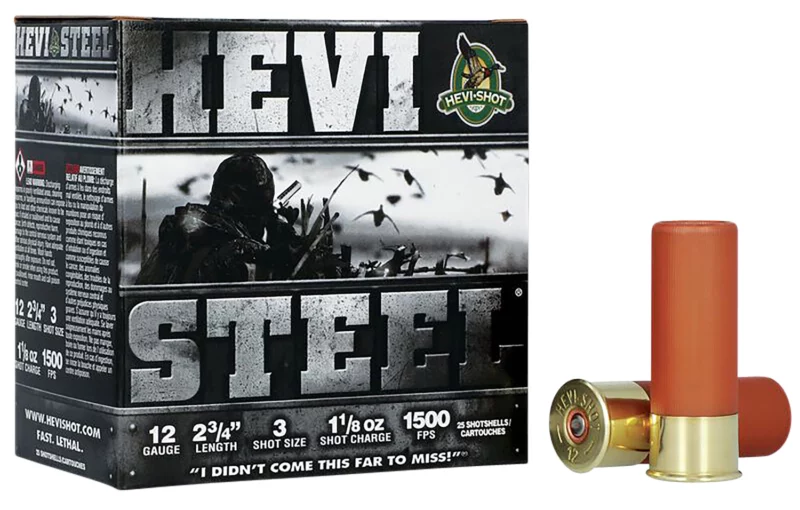 HEVI-Shot HS61223 HEVI-Steel 12Gauge 2.75" 1 1/8oz 3Shot 25 Per Box/10 Case