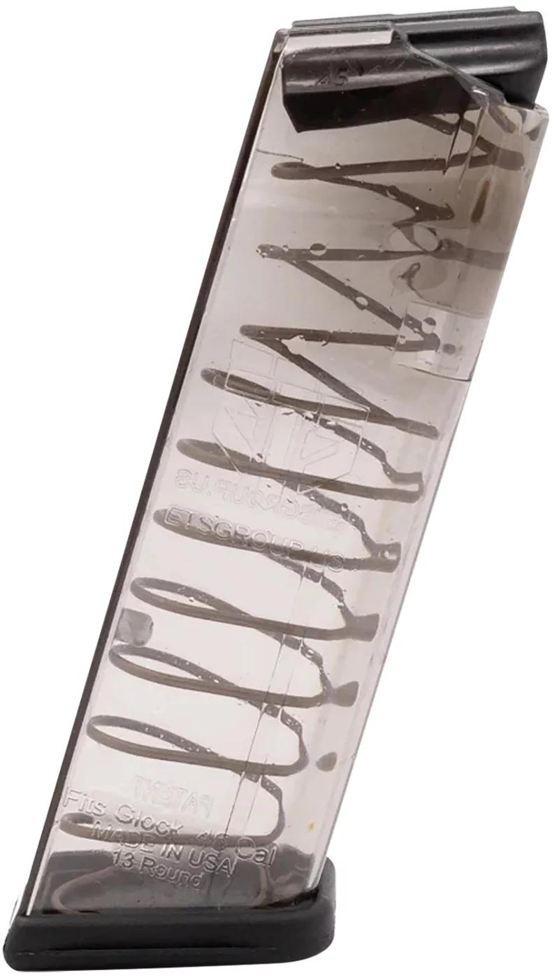 ETS Group GLK21 Pistol Mags 13rd 45 ACP Compatible w/ Glock 21/30/41 Clear Polymer