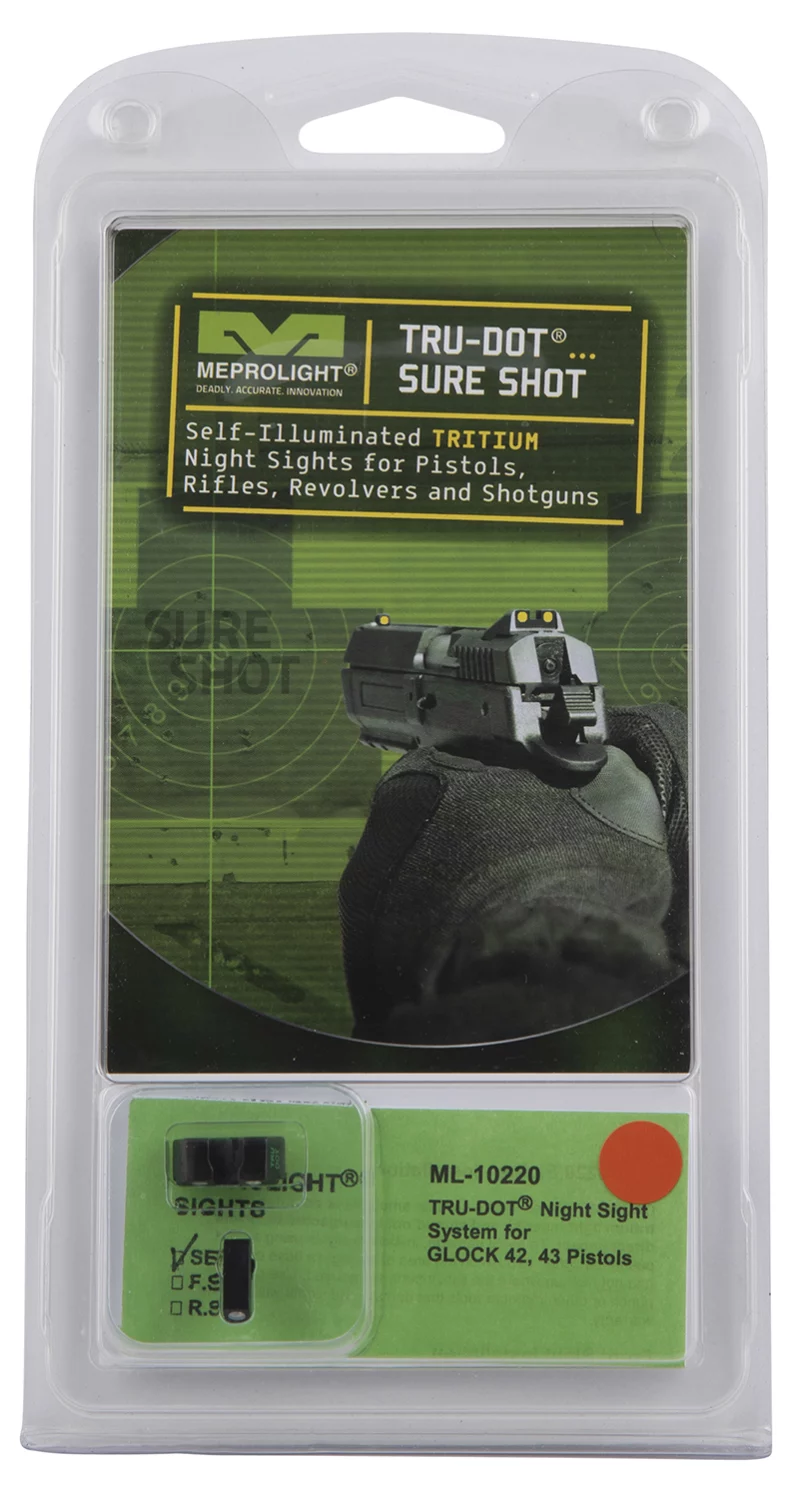 Meprolight USA 102203301 Tru-Dot Green Tritium White Outline Front Sight-Orange Tritium White Outline Rear Sight Glock 42/43/43X/48