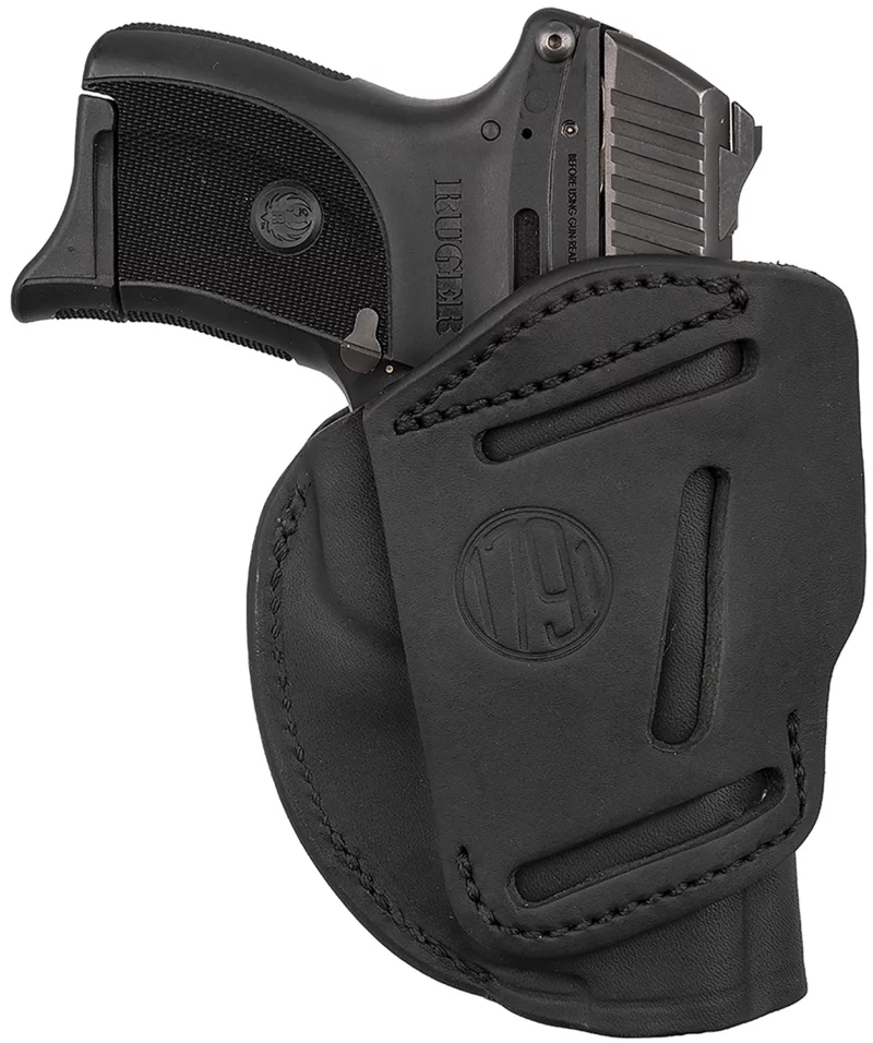 1791 Gunleather 4WH1SBLL 4-Way IWB/OWB 01 Stealth Black Leather Belt Clip Fits 3-4" Barrel 1911 Left Hand