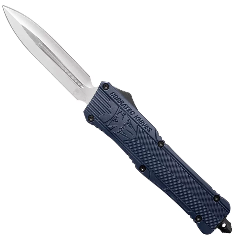 CobraTec Knives LNYCTK1DAGNS CTK-1 Large 3.75" OTF Dagger Plain D2 Steel Blade/NYPD Blue Aluminum Handle Features Glass Breaker Includes Pocket Clip