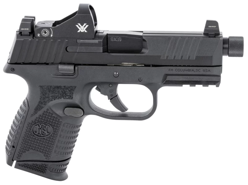 FN 66100802 509CT w/Optic 9mm Luger 12+1/24+1 4.32" Black Steel Threaded Barrel, Black PVD Optic Cut/Serrated Steel Slide & Polymer Frame w/Picatinny Rail, Vortex Viper Red Dot, Ambidextrous