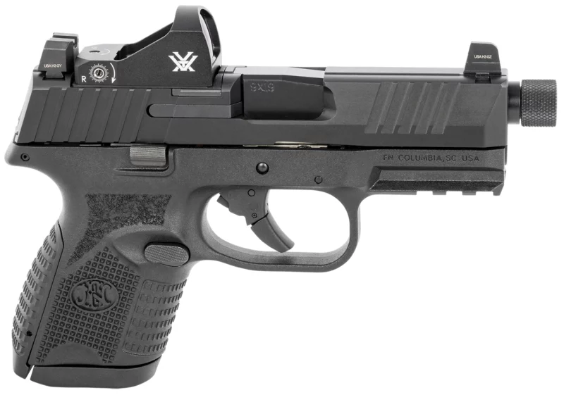 FN 66100803 509CT w/Optic 9mm Luger 10+1 4.32" Black Steel Threaded Barrel, Black PVD Optic Cut/Serrated Steel Slide & Polymer Frame w/Picatinny Rail, Vortex Viper Red Dot, Ambidextrous