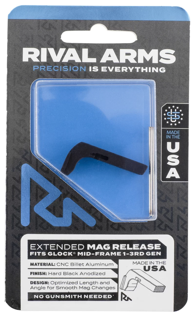 Rival Arms RA72G001A Magazine Release Compatible w/Glock Gen3 (Except 21SF) Extended, Black Anodized Aluminum