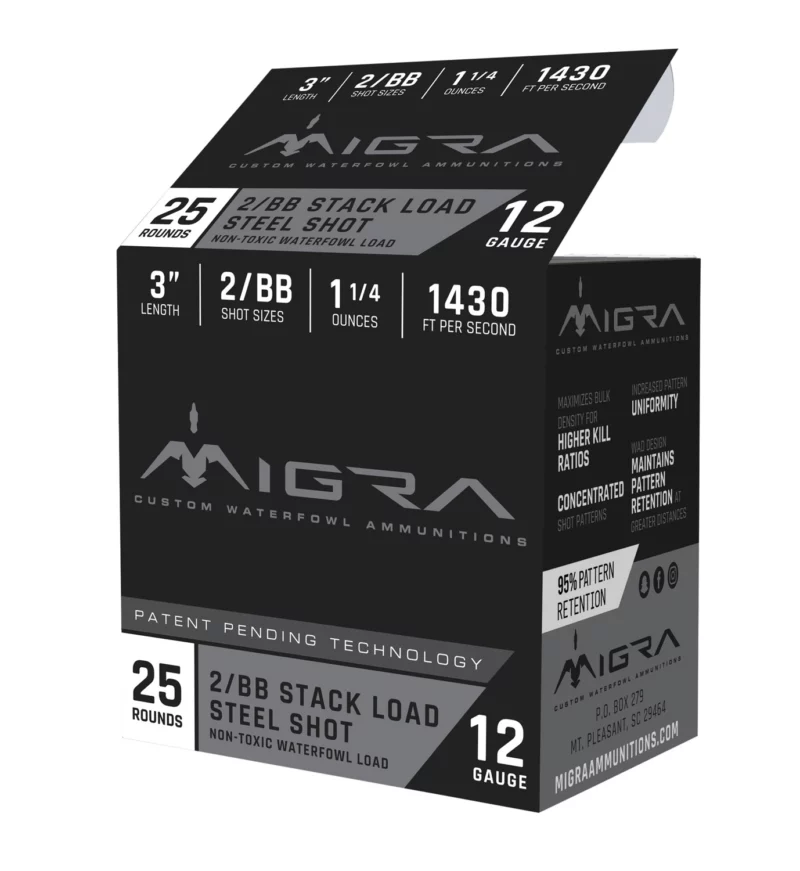 Migra Ammunitions M12S2BB Staxd 12Gauge 3" 1 1/4oz 2/BBShot 25 Per Box/10 Case