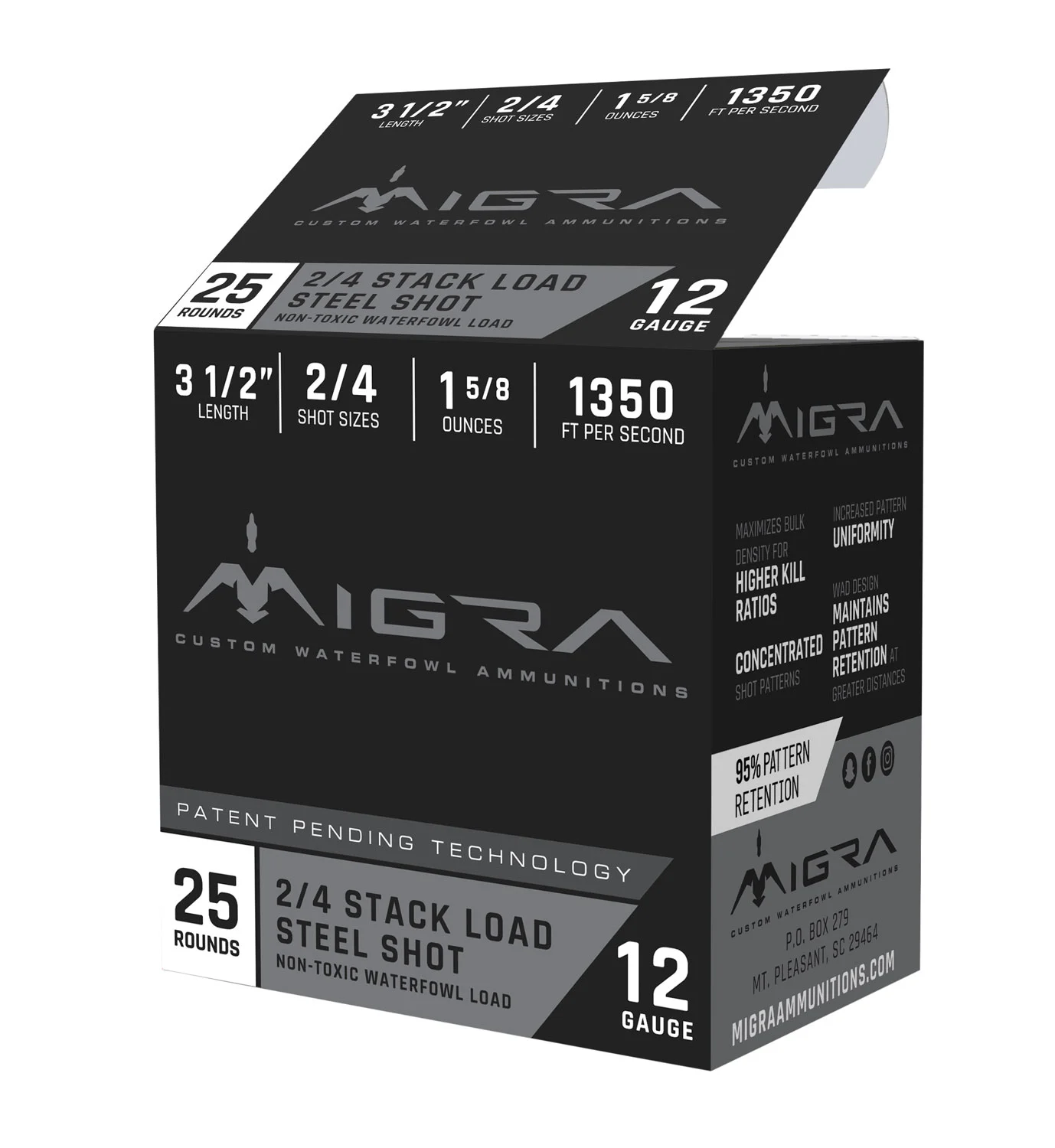 Migra Ammunitions M12LS24 Combinational 12 Gauge 3.50" 1 5/8 oz 2, 4 Shot 25 Per Box/10 Cs