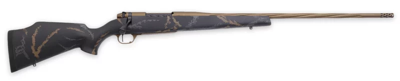 Weatherby MWL05N65RWR6B Mark V Weathermark LTD 6.5 Wthby RPM 4+1 24" Burnt Bronze Cerakote Spiral, Fluted Steel Barrel, Black w/Grey & Brown Accents Monte Carlo Stock