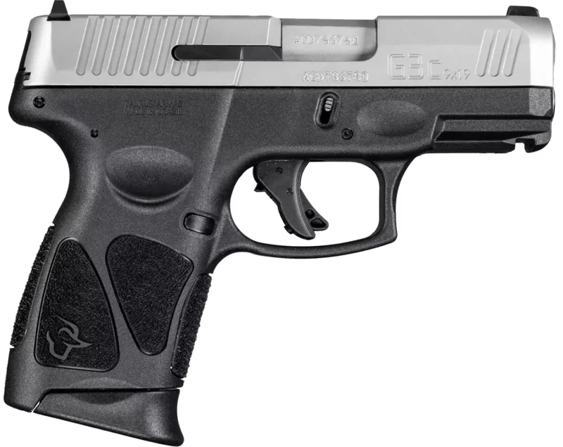 Taurus 1G3C9392X12 G3C Compact Frame 9mm Luger 12+1 3.26" Matte Stainless Steel Barrel, Matte Serrated Stainless Steel Slide, Black Polymer Frame w/Picatinny Rail, Black Polymer Grip, Right Hand