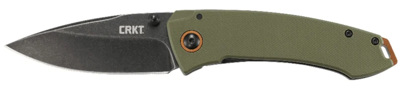 CRKT 2520 Tuna 3.22" Folding Plain Stonewashed 8Cr14MoV SS Blade Black/Green G10/SS Handle Includes Pocket Clip