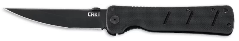 CRKT 2906 Otanashi noh Ken 4.52" Folding Clip Point Plain Black Matte Baked-On Anti Rust AUS-8A SS Blade/ Black Textured G10/SS Handle Includes Pocket Clip