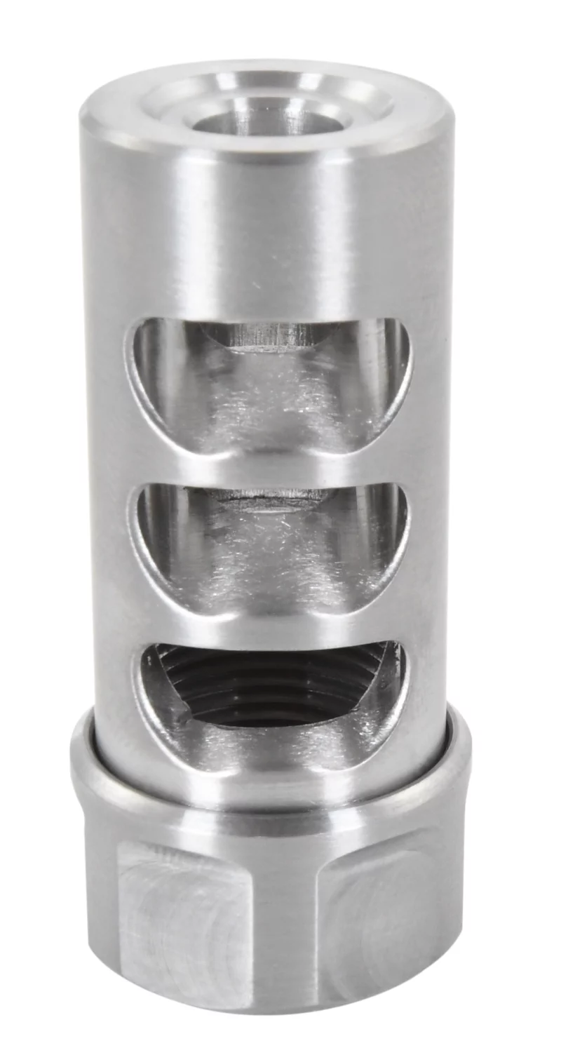 American Precision Arms G2M1230S Gen 2 Micro Bastard Self Timing Brake Stainless Steel with 1/2"-28 tpi Threads, 1.86" OAL & .750" Diameter for 30 Cal AR-Platform & Hunting Rifles