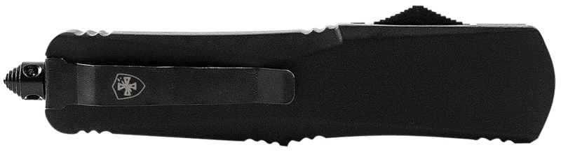Templar Knife LBR331 Black Rubber Gen II Large 3.50" OTF Drop Point Plain Black Oxide Stonewashed 440C SS Blade/ 5.25" Black Rubber/Aluminum Handle Features Glass Breaker Includes Pocket Clip/Sheath