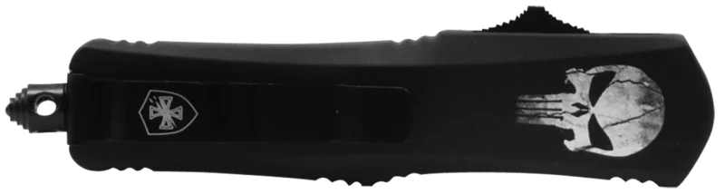 Templar Knife LFL431 Fallen Gen II Large 3.50" OTF Dagger Part Serrated Black Oxide Stonewashed 440C SS Blade/ 5.25" Black w/Skull Aluminum Handle Features Glass Breaker Includes Pocket Clip/Sheath
