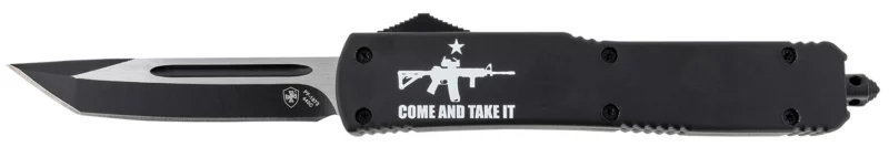 Templar Knife MAR15231 Come And Take It Gen II Slim 3.50" OTF Tanto Part Serrated Black 440C SS Blade Black Zinc Aluminum Alloy Handle Features Glass Breaker/Pocket Clip