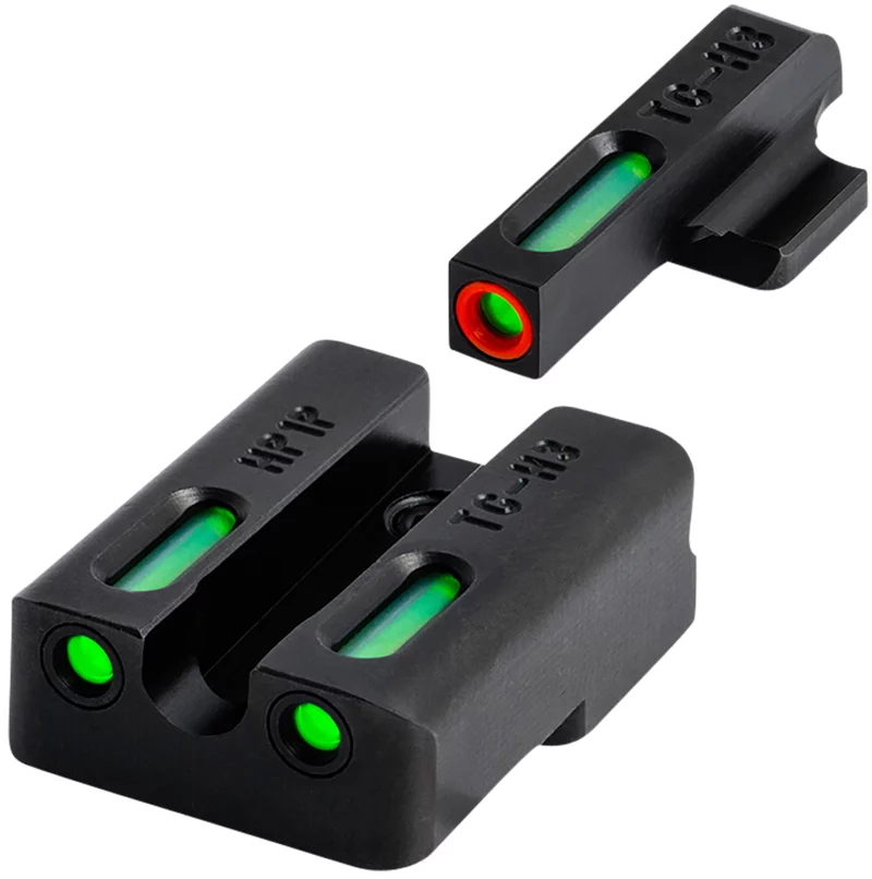 TruGlo TG13KS1PC TFX Pro Black | Green Tritium & Fiber Optic Orange Outline Front Sight Green Tritium & Fiber Optic Rear Sight