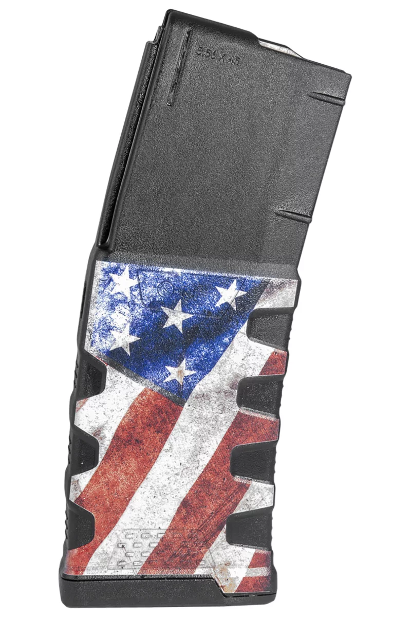 Mission First Tactical EXDPM556AFM1 Extreme Duty 30rd 223 Rem/5.56x45mm Fits AR-15/M4 Black w/American Flag M1 Polymer