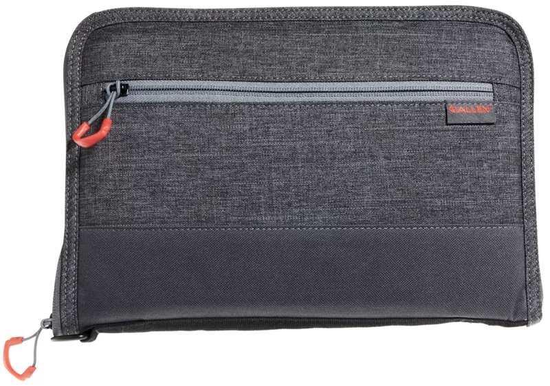 Allen 7757 Auto-Fit 2.0 Deluxe Handgun Case Gray w/Red Accents, Foam Padding, Knit Interior, Exterior Pocket Finish for Most Full-Size Semi-Autos 11" L