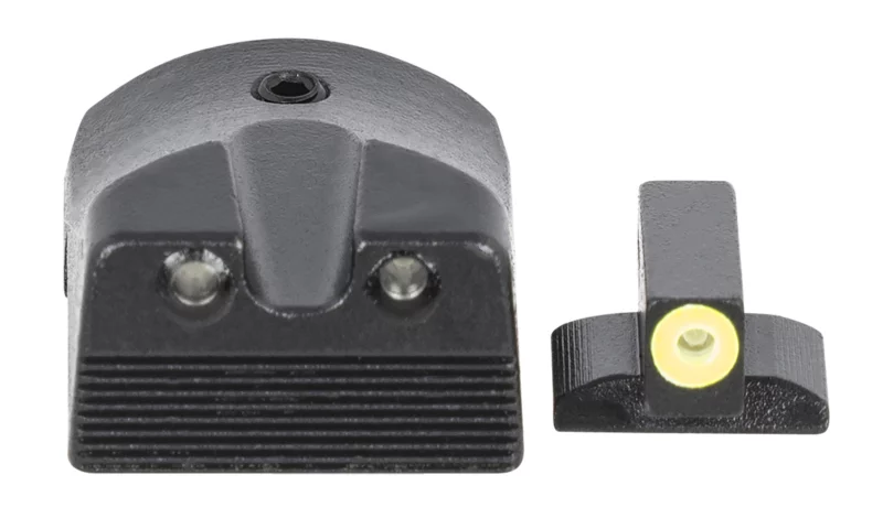 Meprolight USA 412183121 Hyper-Bright Green Tritium Yellow Outline Front Sight-Green Tritium Black Outline Rear Sight Kimber 1911 Slant