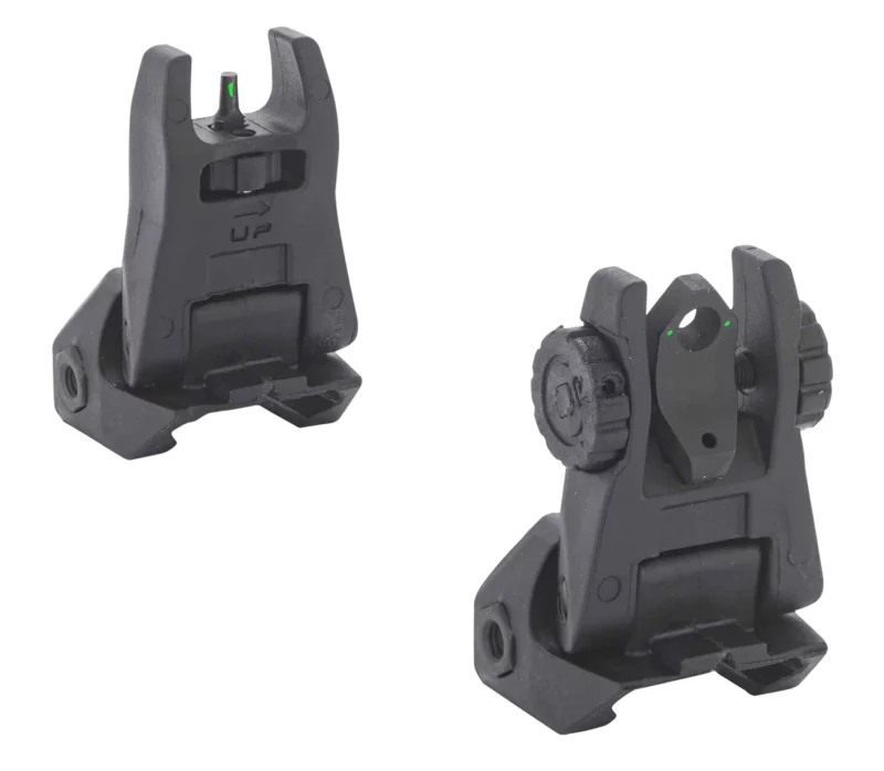 Meprolight USA 404100 FUBS Self Illuminated Flip Backup Sights Black Green Tritium Front & Rear for AR-15