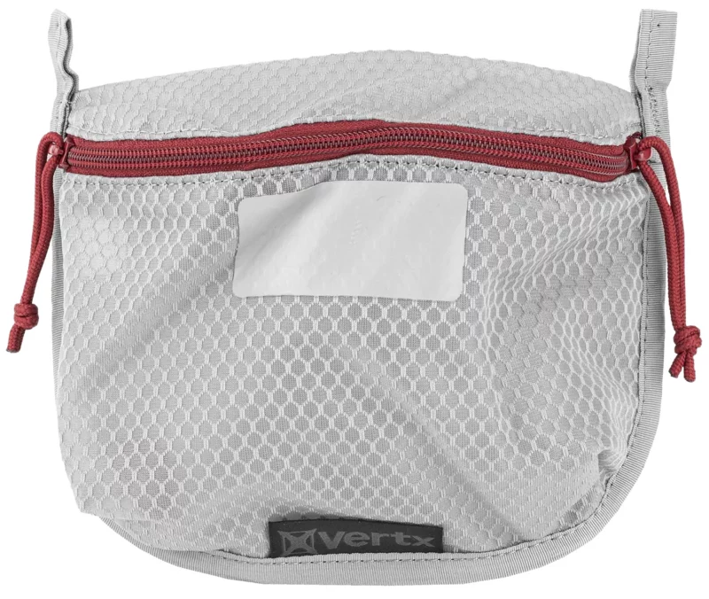 Vertx VTX5200AGYNA Overflow Pouch Medium Size made of White Nylon with Mesh & Red Accents, YKK Zipper & Durable Hook Back Panel 5" W x 7.25" H Dimensions