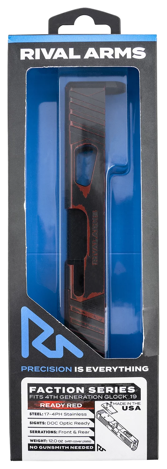 Rival Arms RA-RA12G206A Faction Series Slide A1 with Docter Cut Cerakote Ready Red 17-4 Stainless Steel for Glock 19 Gen4
