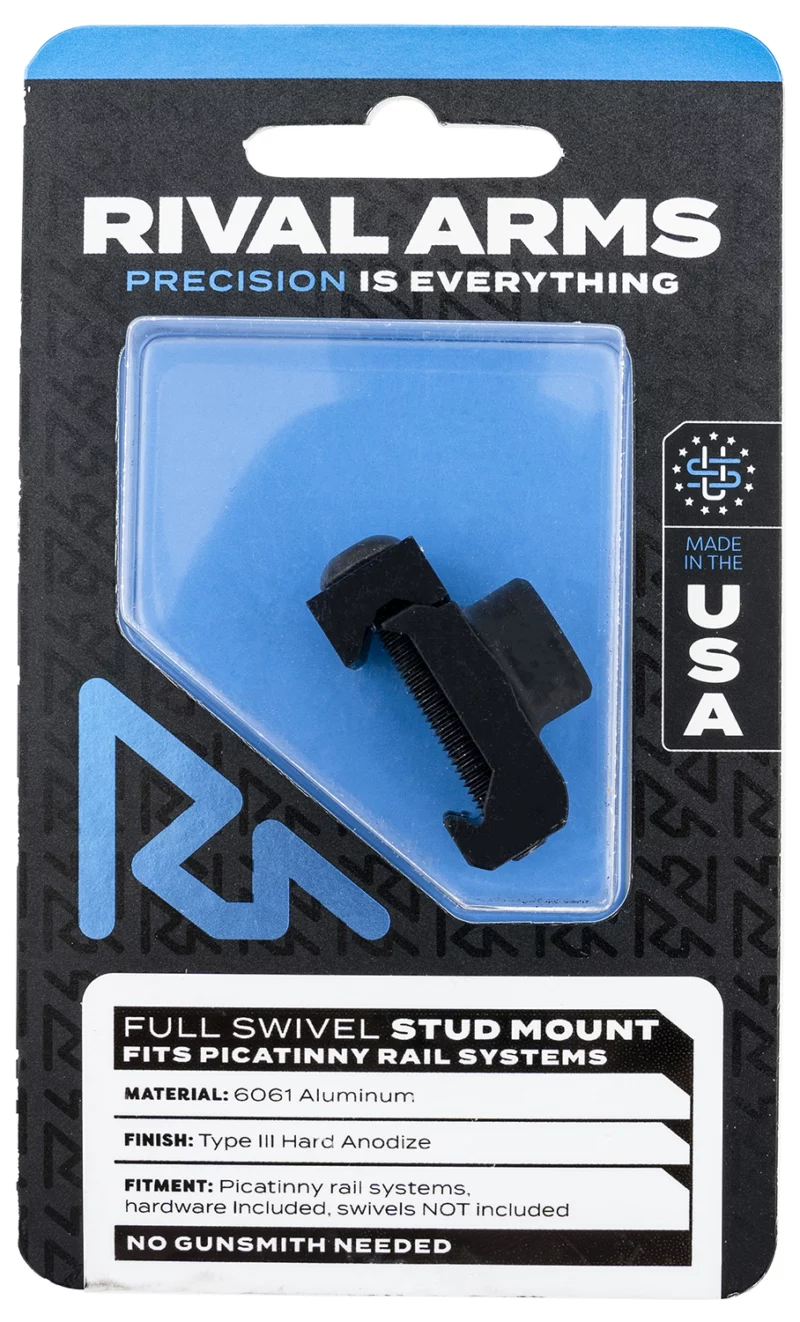 Rival Arms RA-RA92M2B Full Swivel Stud Mount Black Anodized 6061-T6 Aluminum compatible with Picatinny Rail (Swivel Not Included)