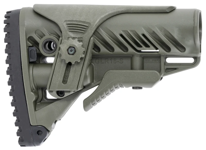 FAB Defense FXGLR16CPG GLR-16 Tactical Buttstock for AR-15/ M4 w/Adjustable Cheek-Rest & Anti-Rattle Mechanism OD Green Polymer