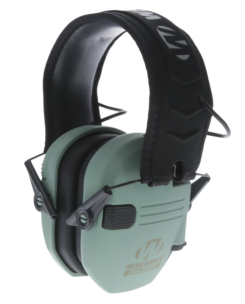 Walker's GWPRSEMSGN Razor Slim Electronic Muff 23 dB Over the Head Sage Green/Black Polymer