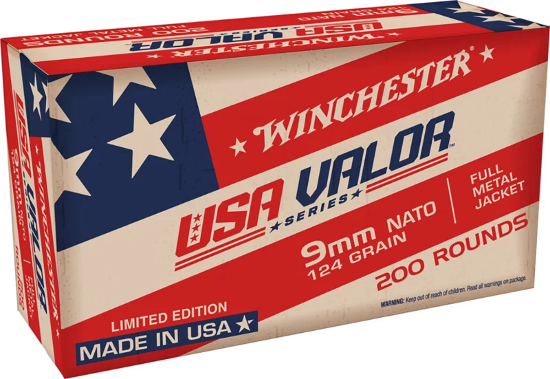 Winchester Ammo USA9NATOW USA Valor 9mmLuger 124gr Full Metal Jacket 200 Per Box/5 Case