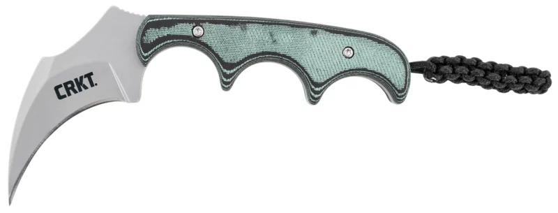CRKT 2389 Keramin 2.31" Fixed Plain Bead Blasted 5Cr15MoV SS Blade/ Green Contoured Resin Infused Fiber Handle Includes Lanyard/Sheath