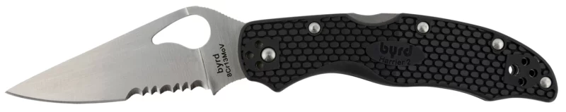 Spyderco BY01PSBK2 Byrd Harrier 2 Lightweight 3.36" Folding Part Serrated 3Cr13MoV SS Blade Black Textured FRN Handle Includes Pocket Clip