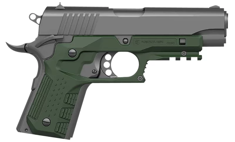 Recover Tactical CC3C-03 Grip & Rail System Green Polymer Picatinny for Compact 1911