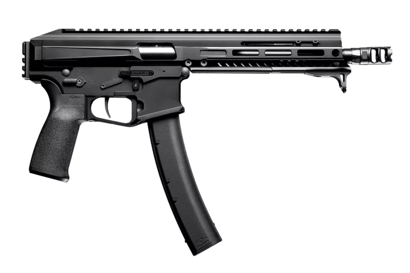Patriot Ordnance Factory 01838 Phoenix 9mm Luger 35+1 8" Threaded Barrel w/Muzzle Brake, Black Anodized Receiver, M-Lok Handguard, MFT Grip, Picatinny Stock Adapter, Includes Hand Stop