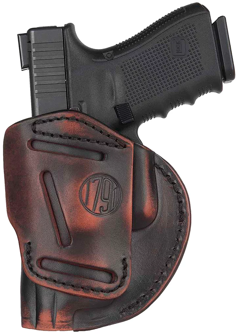 1791 Gunleather 4WH5VTGR 4-Way IWB/OWB Size 05 Vintage Leather Belt Clip Compatible w/Glock 17/Springfield XD/S&W M&P/HK VP9 Right Hand