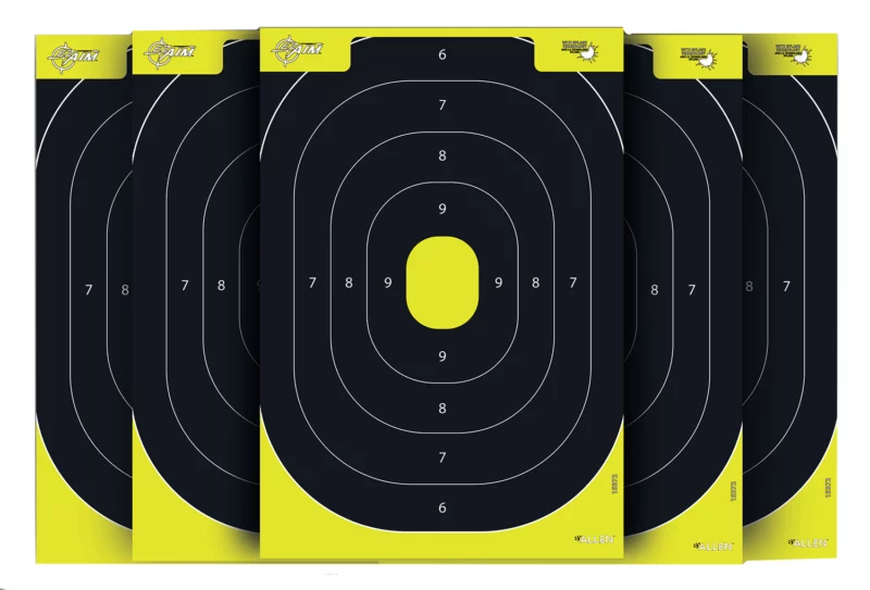 EZ-Aim 1537230 Splash Reactive IPSC Silhouette Paper Hanging 12.50" W X 18.25" H Chartreuse/Black 30 Per Pkg