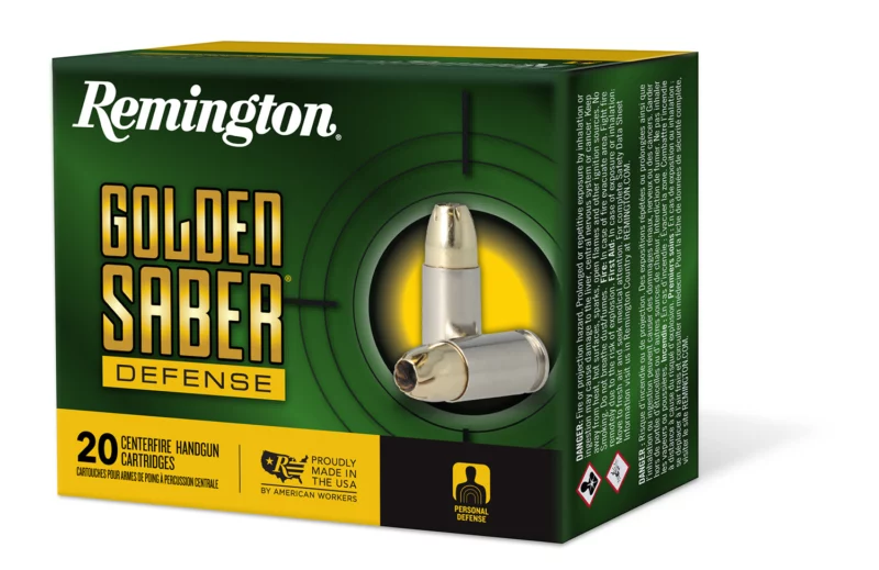 Remington Ammunition 27612 Golden Saber Defense 45ACP 230gr Brass Jacketed Hollow Point 20 Per Box/25 Case